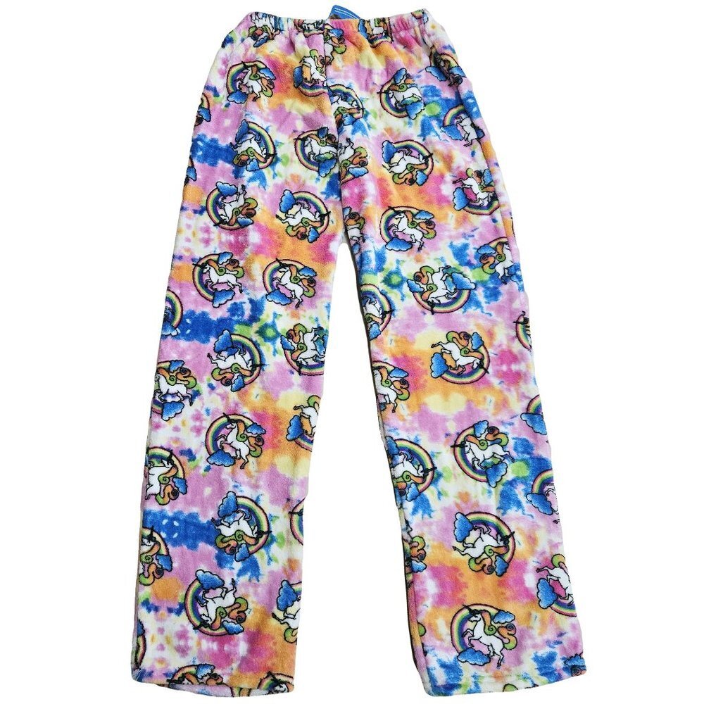 Girls' Plush Pajama Pants, Size Junior Small, Unicorn Print